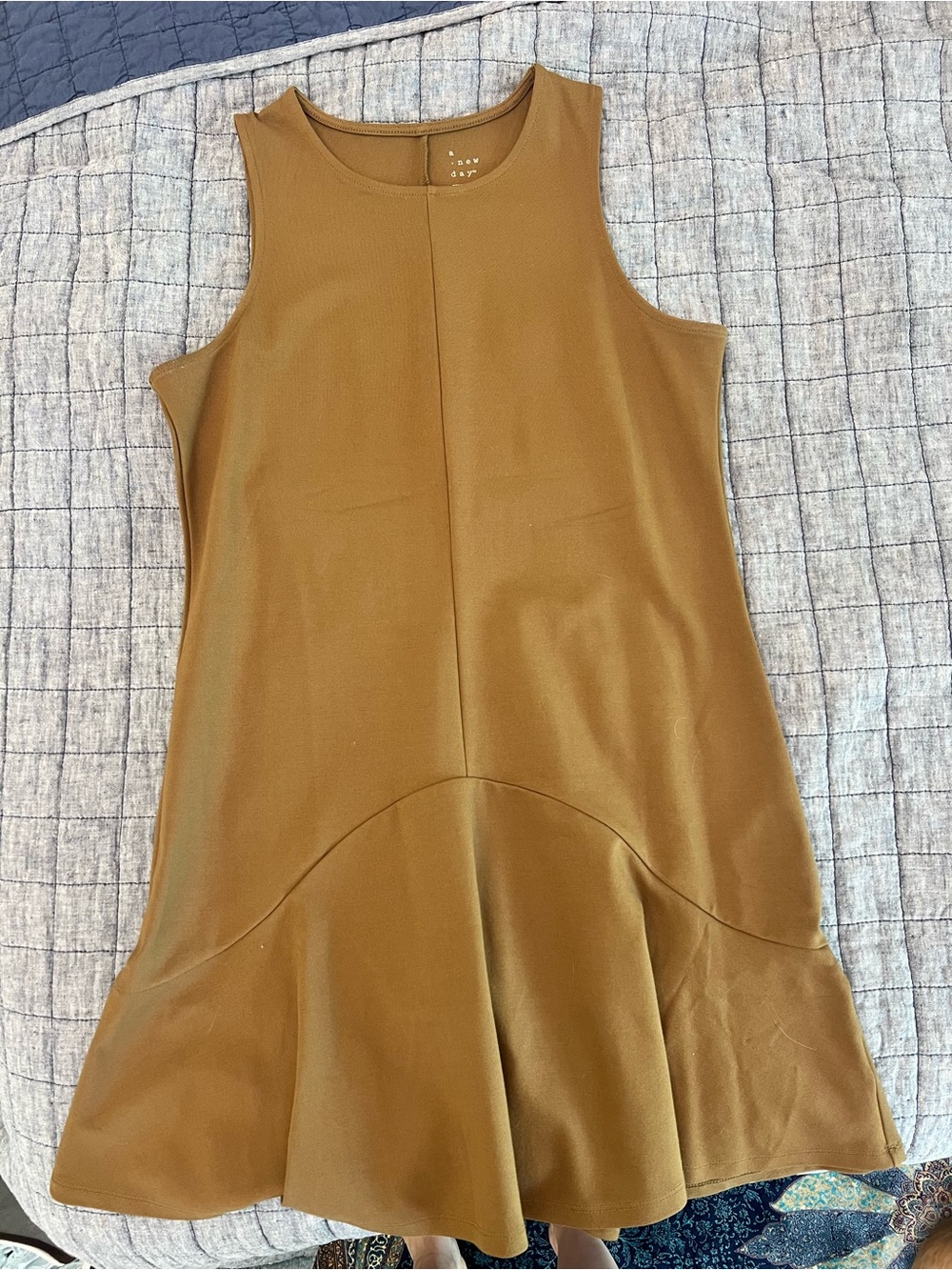 a new day Camel Sleeveless Flounce Hem Mini Dress